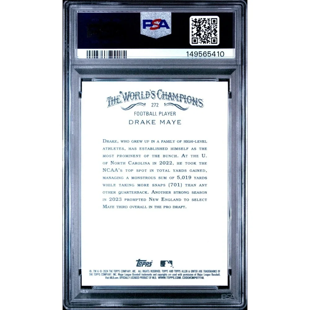 2024 TOPPS ALLEN & GINTER DRAKE MAYE RC # 272 PSA 10 GEM‎ MINT PATRIOTS low pop